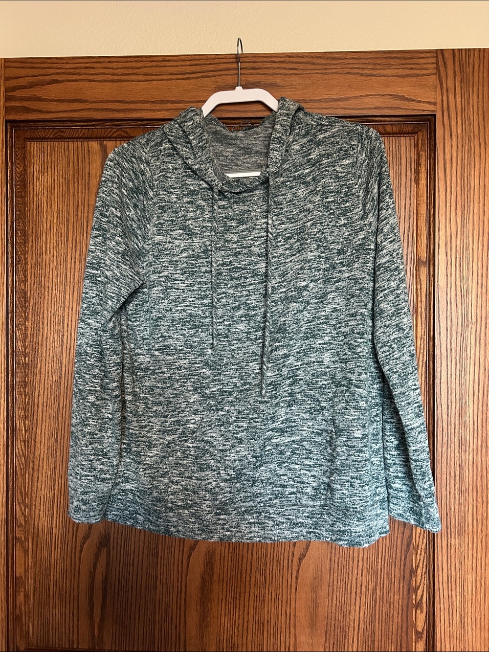Pink Clover Heathered Gray Knit Hoodie Sweatshirt